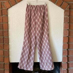 Vintage 70s clay brown and white high waisted wide leg pants